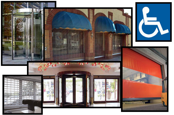 handicap accessible doors, revolving doors, overhead doors, storefront gates